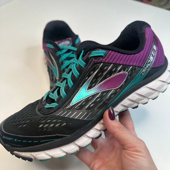 Brooks Ghost 8 Black Sparkling Grape Sneaker - Picture 1 of 7